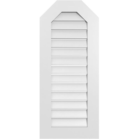 Ekena Millwork Octagonal Top Surface Mount PVC Gable Vent: Functional, w/ 3-1/2"W x 1"P Standard Frame, 18"W x 42"H GVPOT18X4201SF